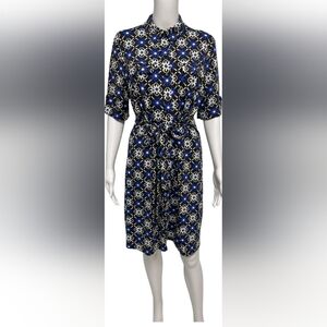 Charter Club Petite Women's Short Sleeve Multicolor Collared Dress Size PM